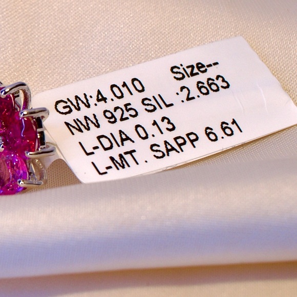 925 Silver Geometric Multi-Color Earrings | 6.61 CT Lab Sapphire+0.13 CT Diamond - Picture 9 of 11